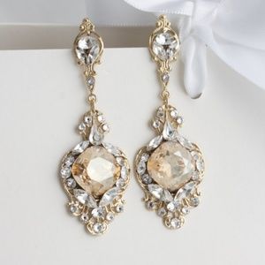 Gold Earrings, wedding, matching set